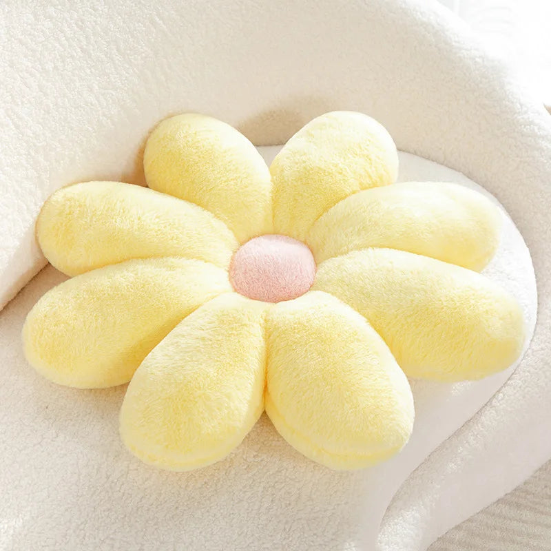 Cute Flower Throw Pillow Lifelike Daisy Flower Plush Toy Stuffed Plant Flower Fluffy Home Sofa Decor Baby Kids Mat