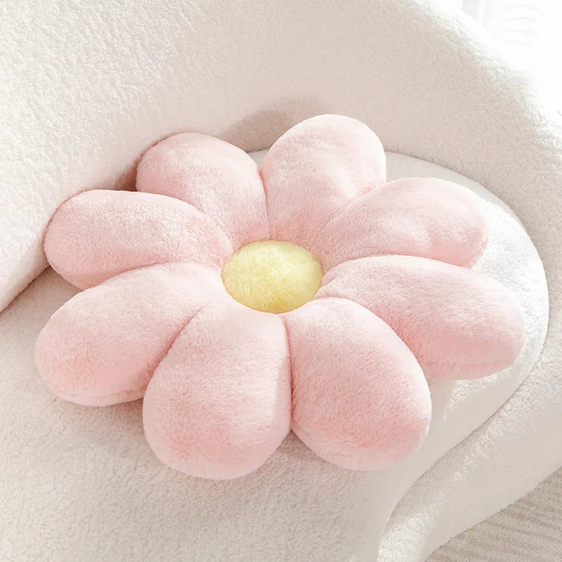Cute Flower Throw Pillow Lifelike Daisy Flower Plush Toy Stuffed Plant Flower Fluffy Home Sofa Decor Baby Kids Mat