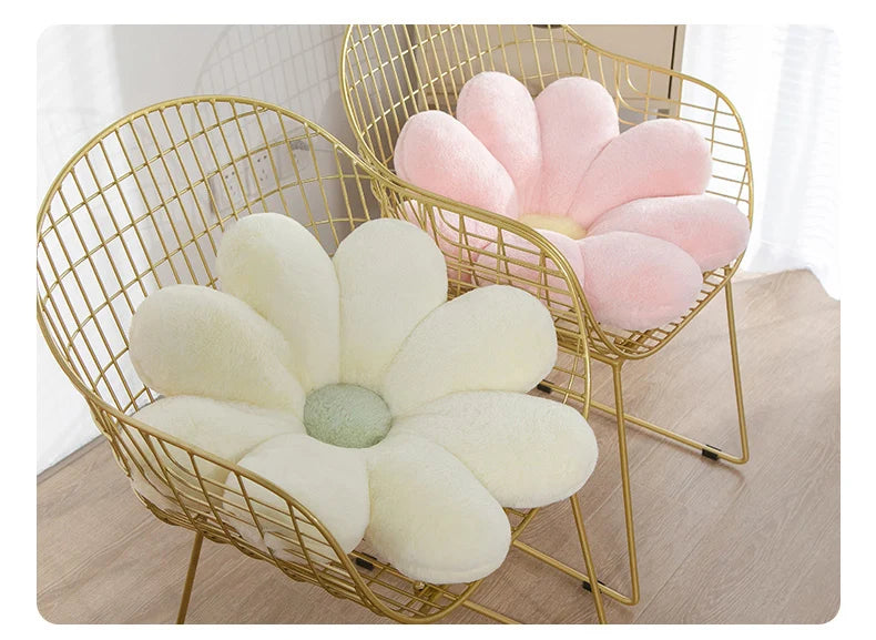Cute Flower Throw Pillow Lifelike Daisy Flower Plush Toy Stuffed Plant Flower Fluffy Home Sofa Decor Baby Kids Mat
