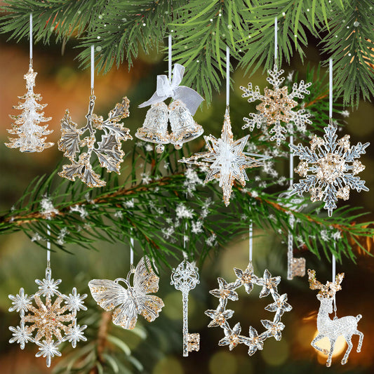 Christmas Tree Decoration Crystal Decorations Hanging Snowflake Icicle Clear Crystal Decoration Christmas Party Decoration