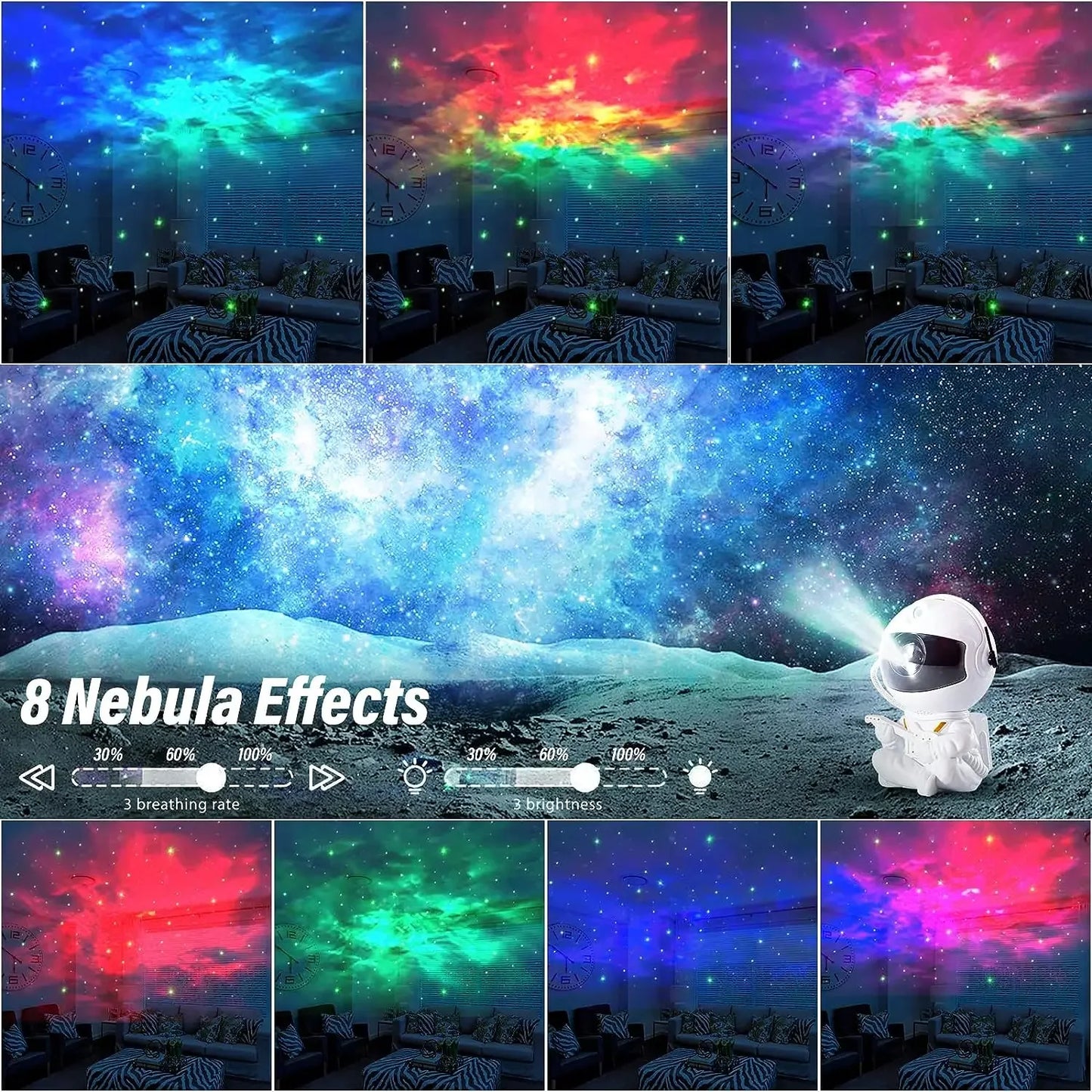 Star Projector Galaxy Night Light Astronaut Space Projector Starry Nebula Ceiling Lamp for Halloween Christmas Birthday Gift